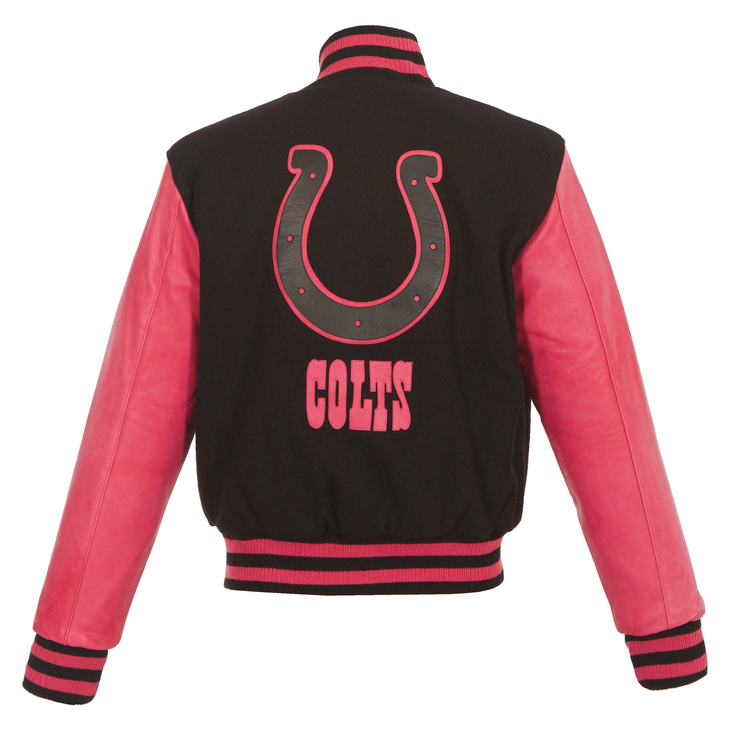 Indianapolis Colts Women's Wool and Leather Jacket with Leather Logo