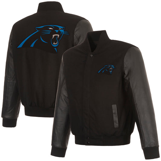 Carolina Panthers Reversible Wool and Leather Jacket