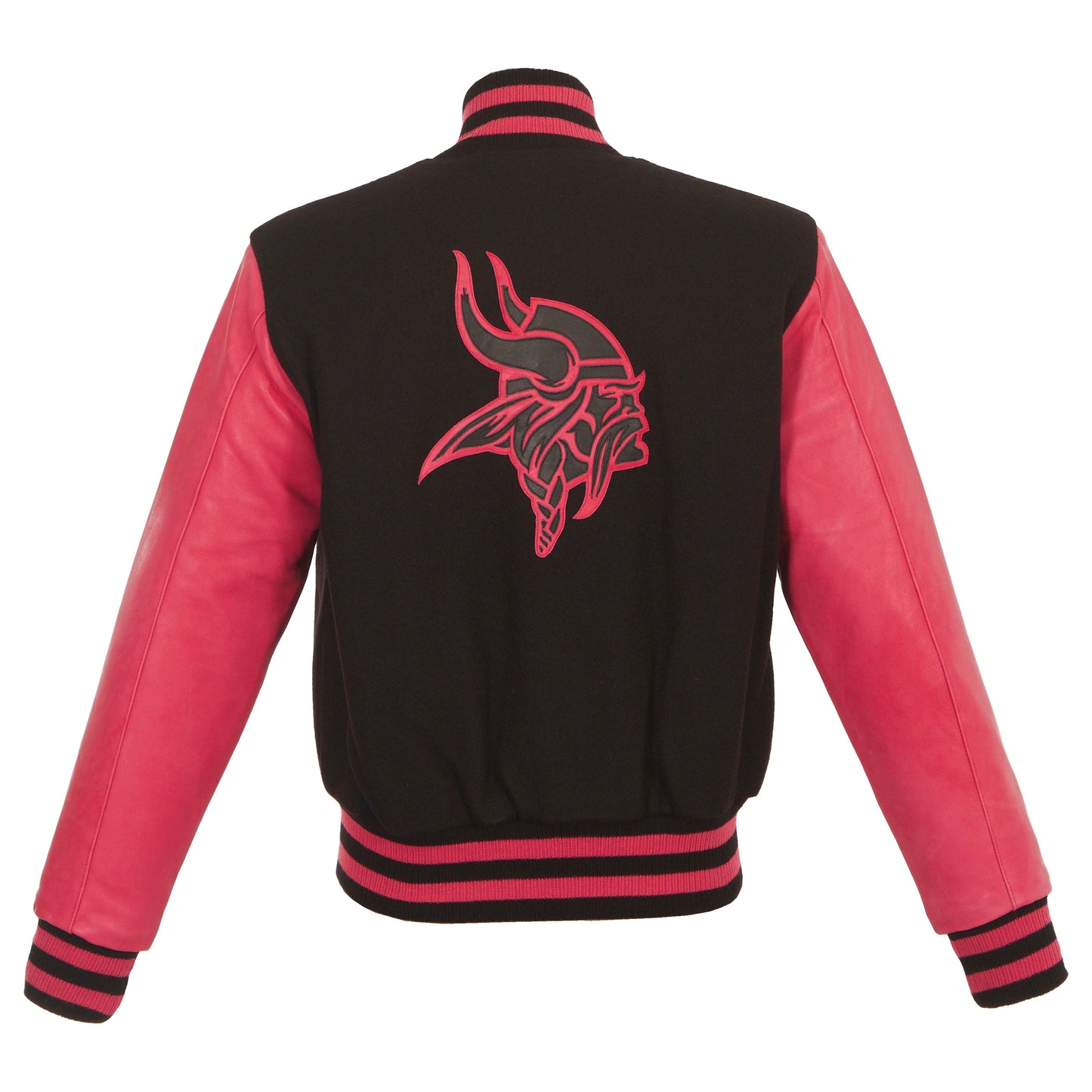 Minnesota Vikings Women's Wool and Leather Jacket with Leather Logos