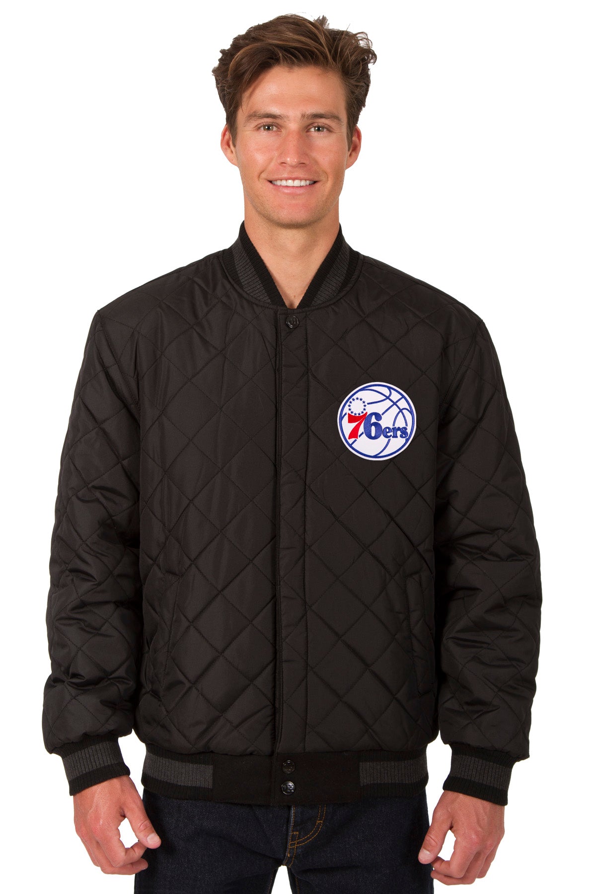 Philadelphia 76ers Reversible Wool and Leather Jacket