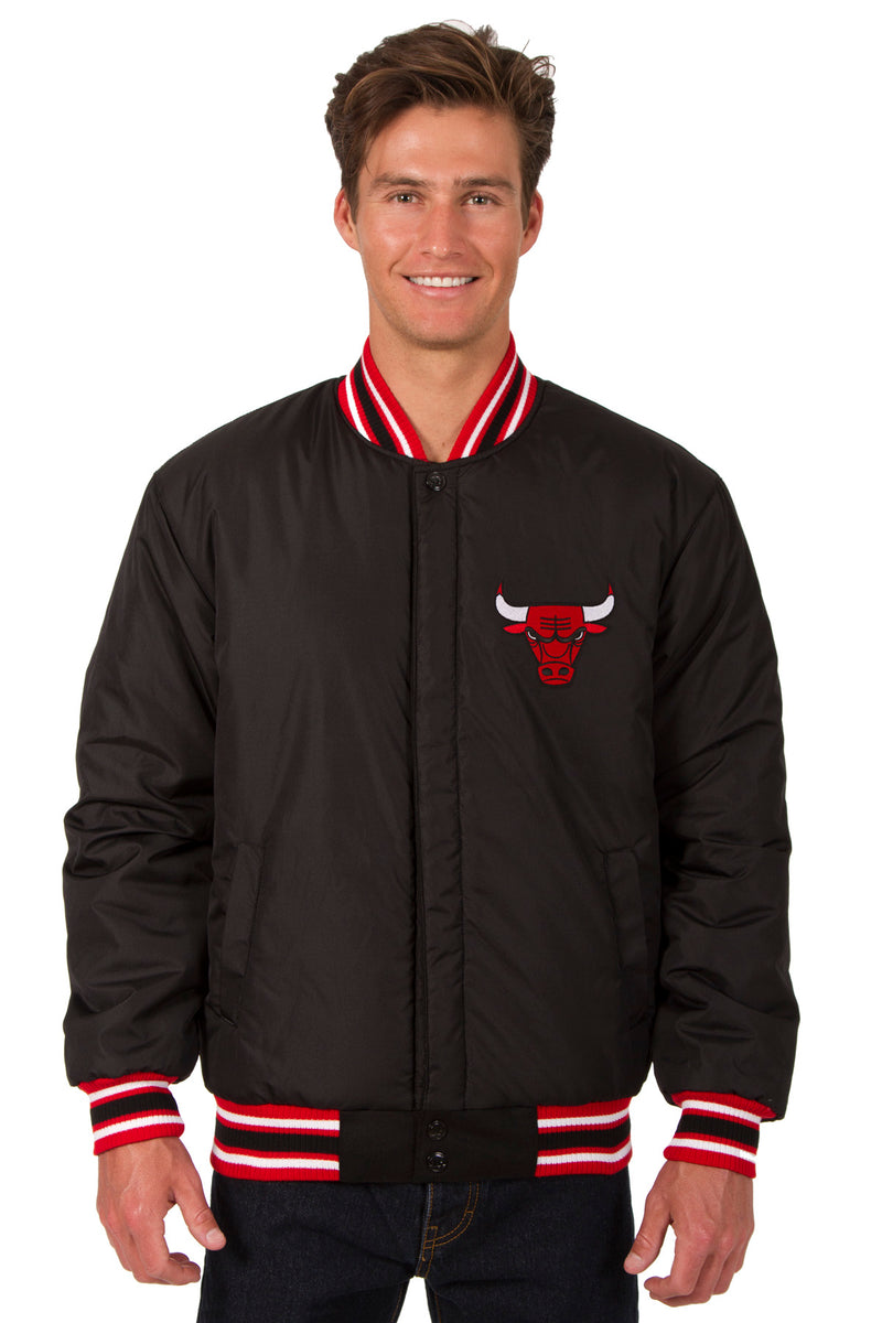 JH Design Chicago Blackhawks Varsity Black Reversible Wool Jacket