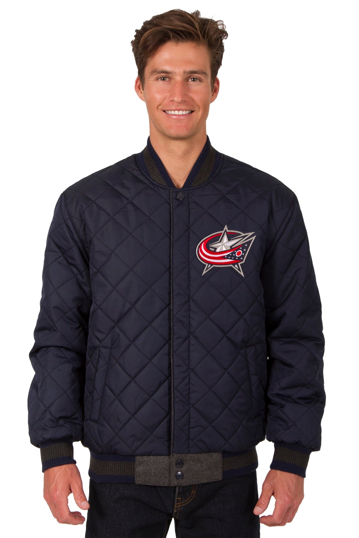 Columbus Blue Jackets Wool and Leather Reversible Jacket