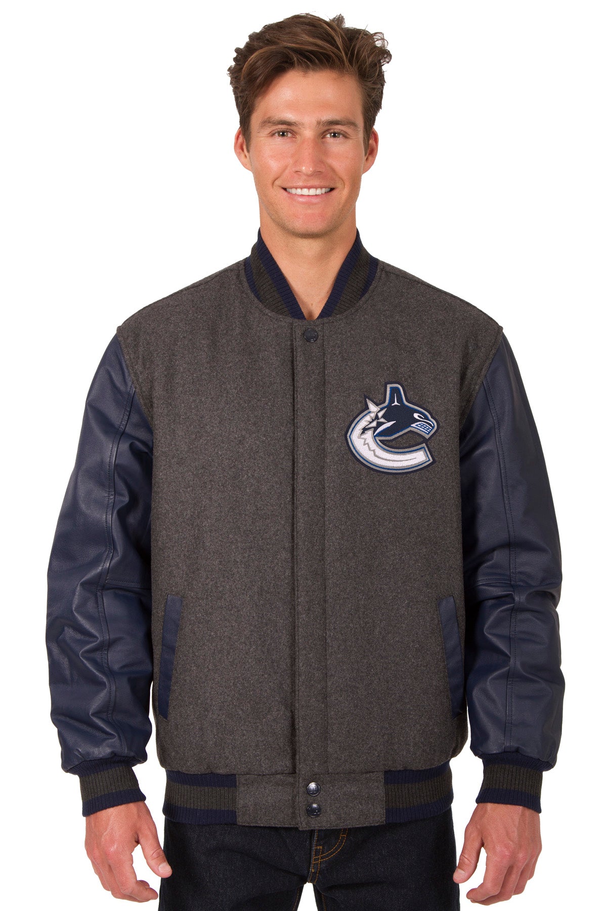 Vancouver Canucks Wool and Leather Reversible Jacket