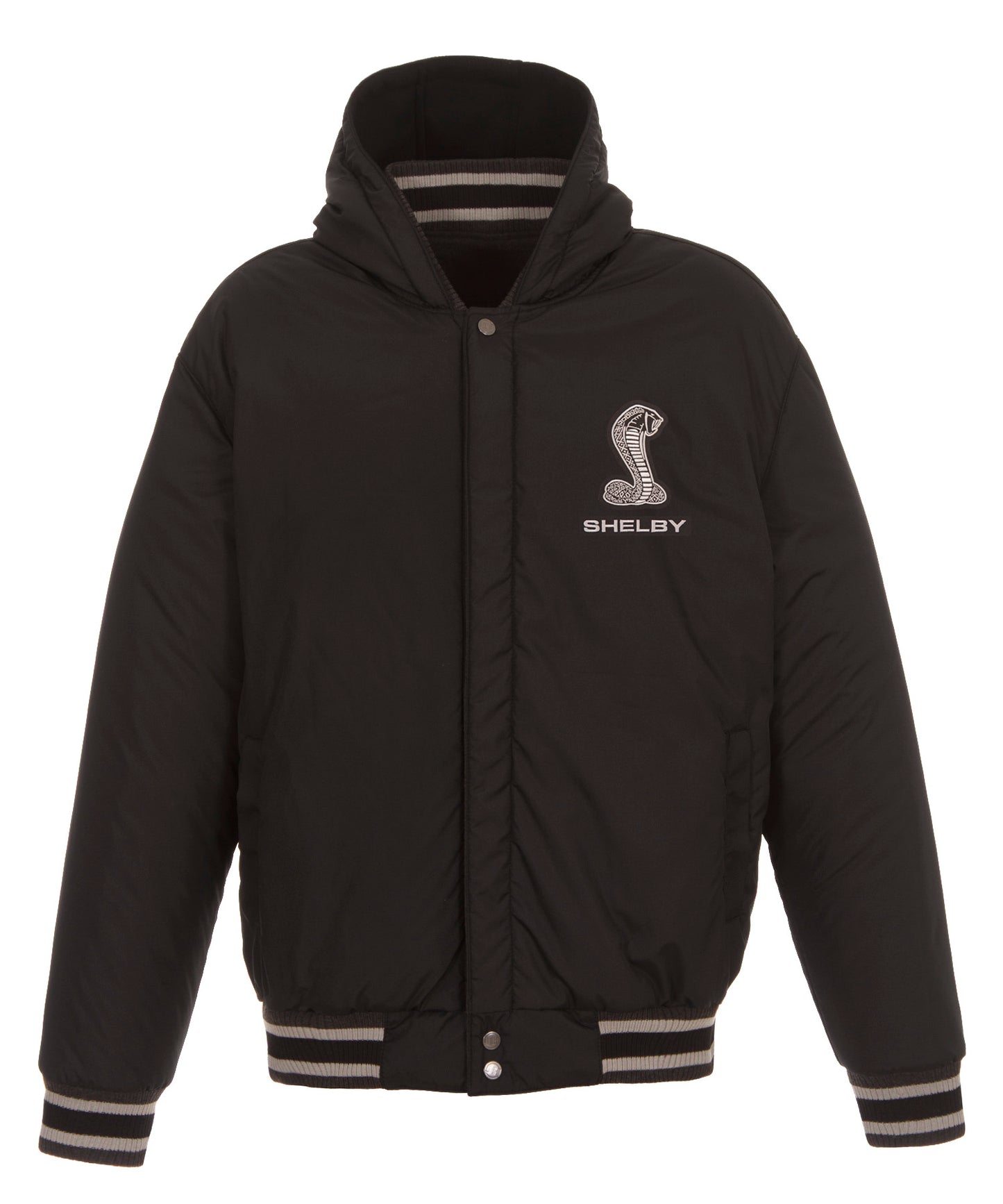 Shelby Cobra Hooded Reversible Fleece Jacket with Faux Leather Sleeves
