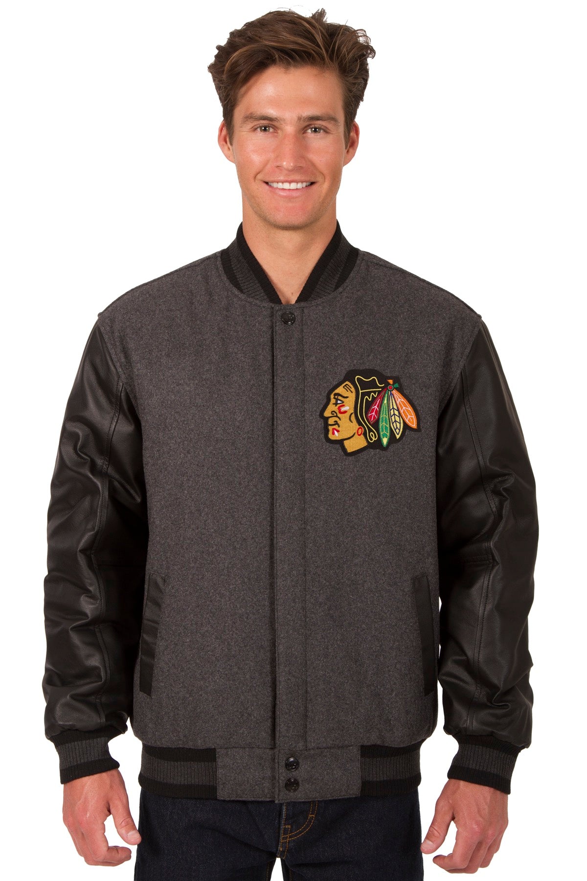 Chicago Blackhawks Wool and Leather Reversible Jacket