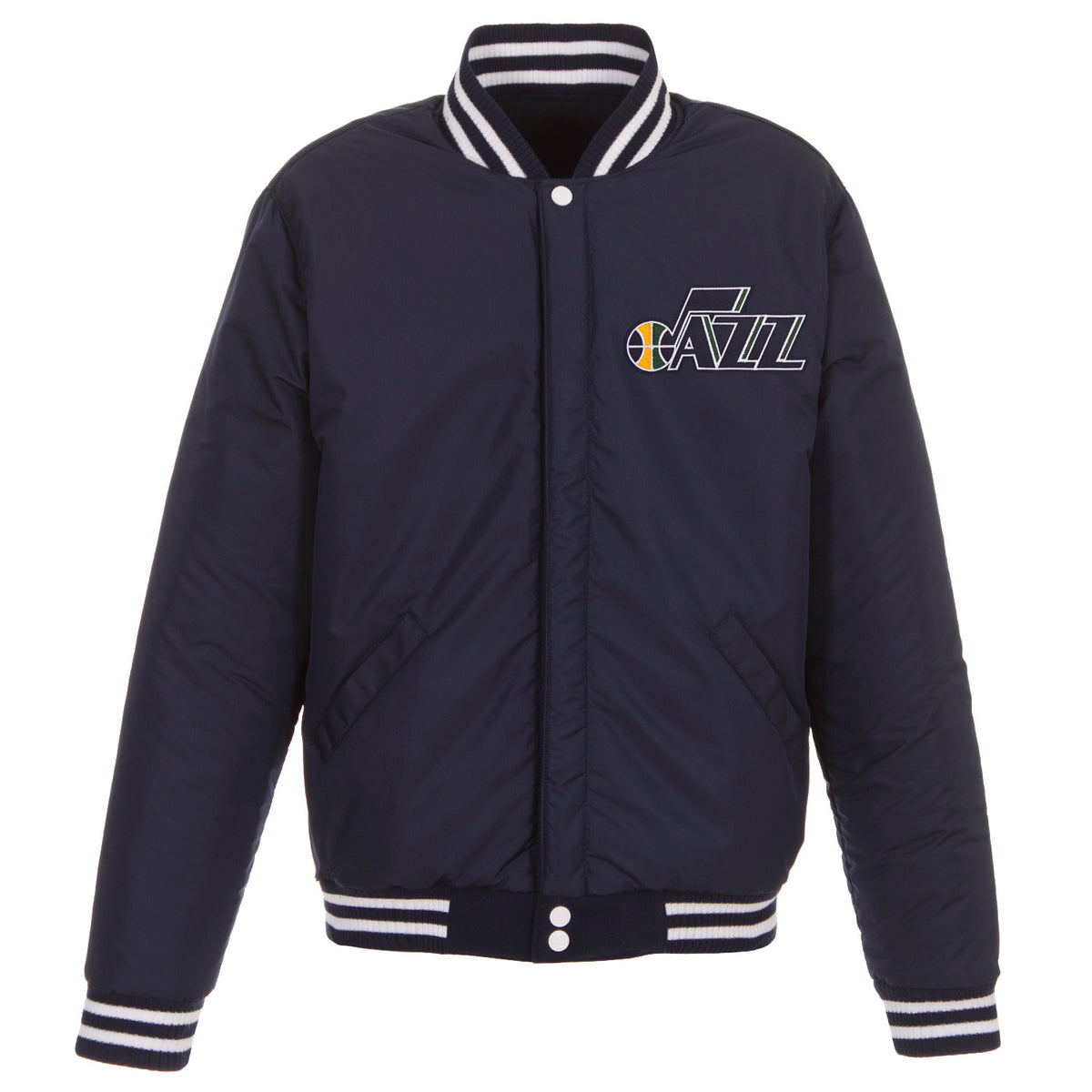 Utah Jazz JH Design Domestic Team Color Leather Jacket - Navy
