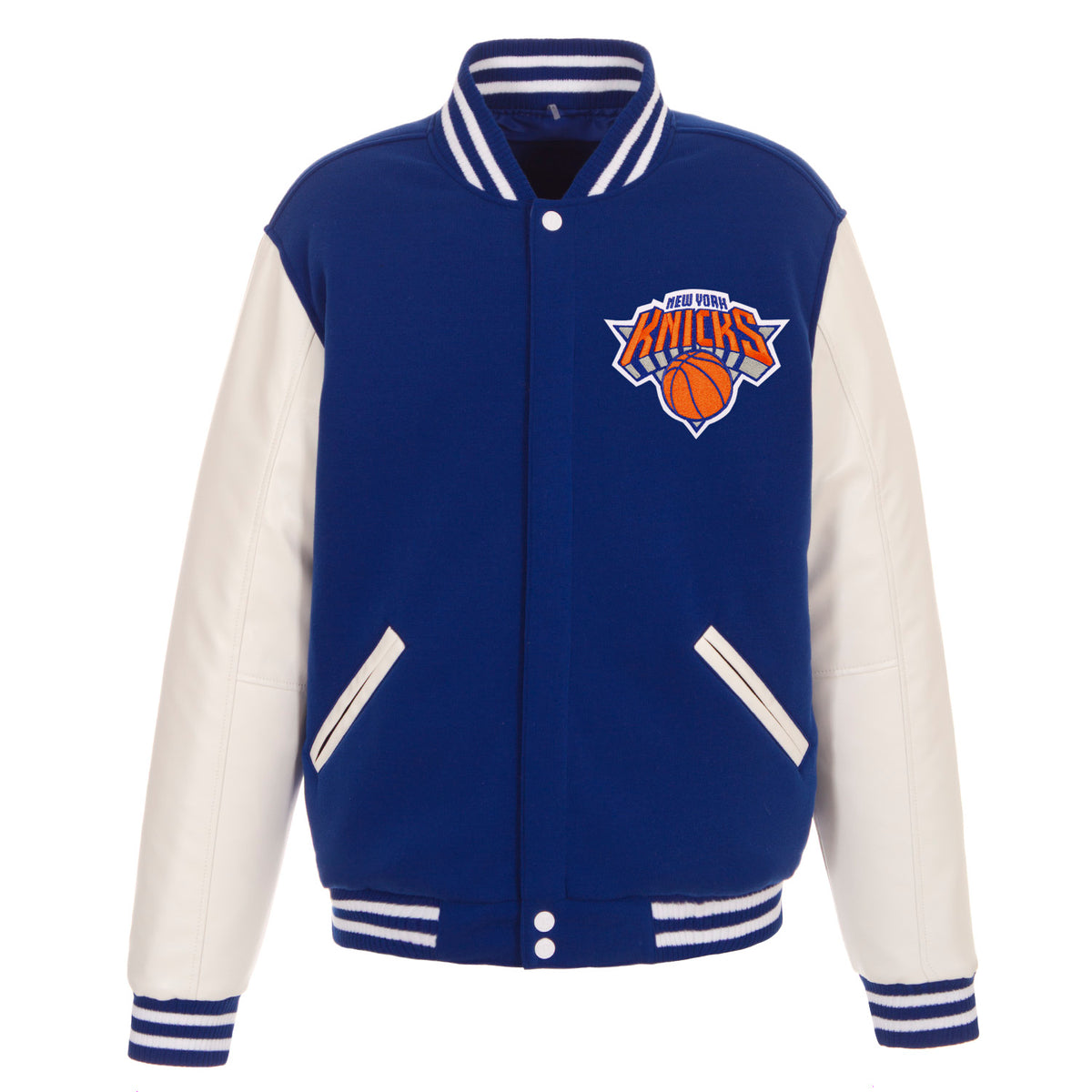 NBA Team Wool/Leather New Orleans Pelicans Blue and White Varsity Jacket -  HJacket