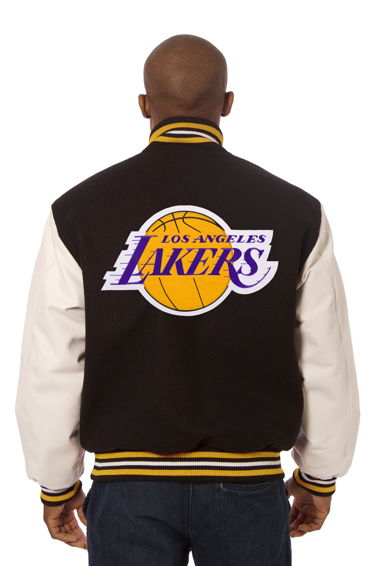 Los Angeles Lakers Embroidered Wool and Leather Jacket