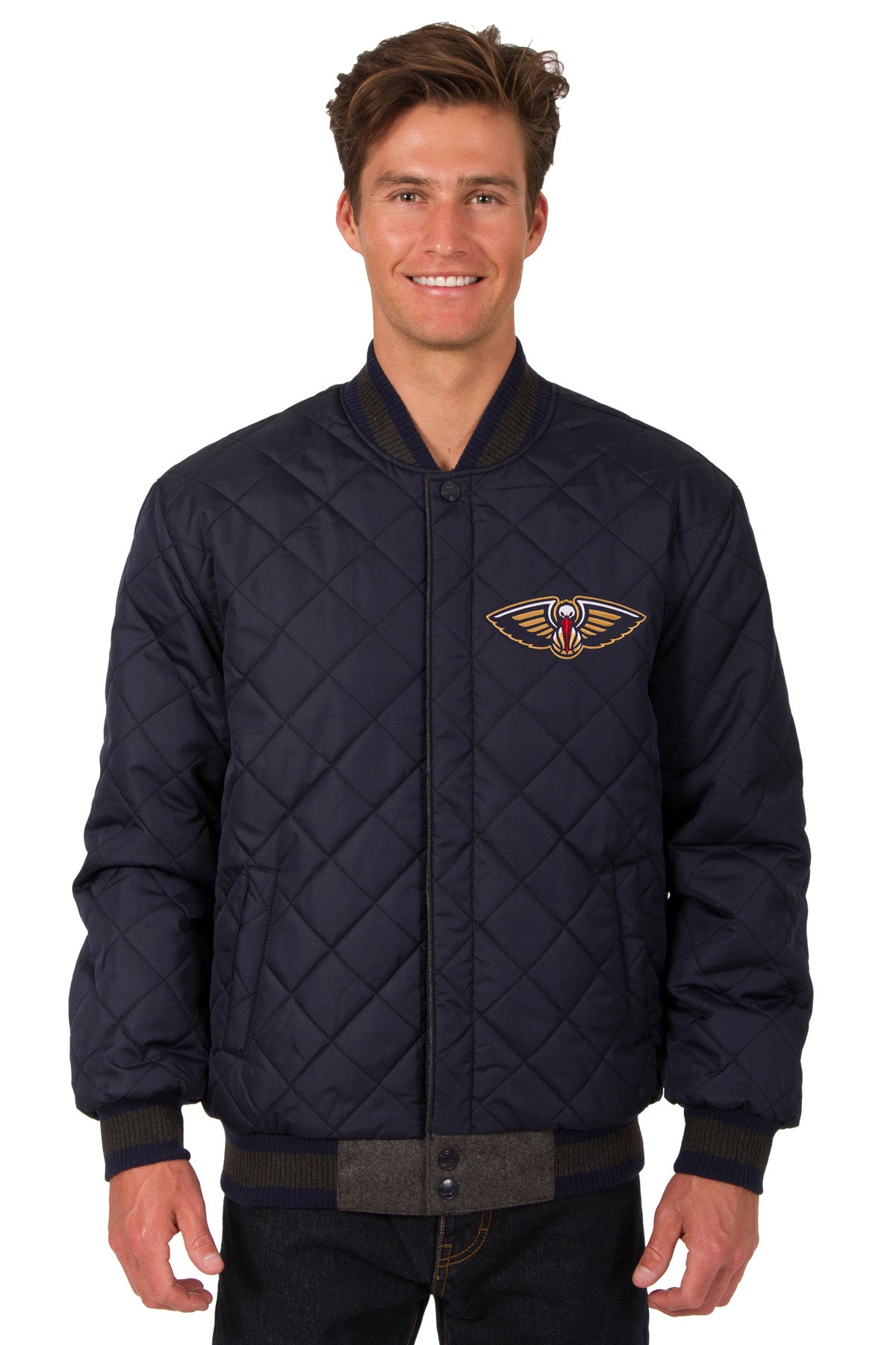 New Orleans Pelicans Reversible Wool and Leather Jacket