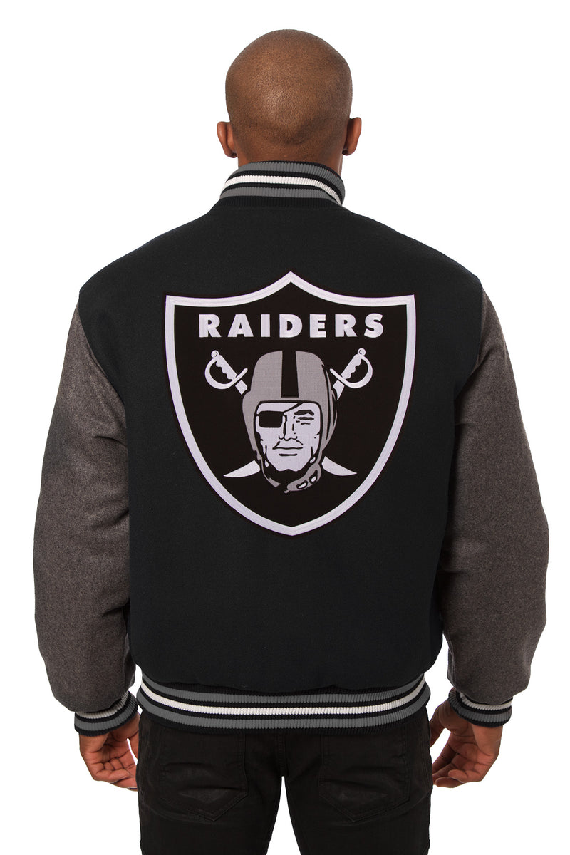 Las Vegas Raiders JH Design Reversible Fleece Full-Snap Jacket - Gray/Black