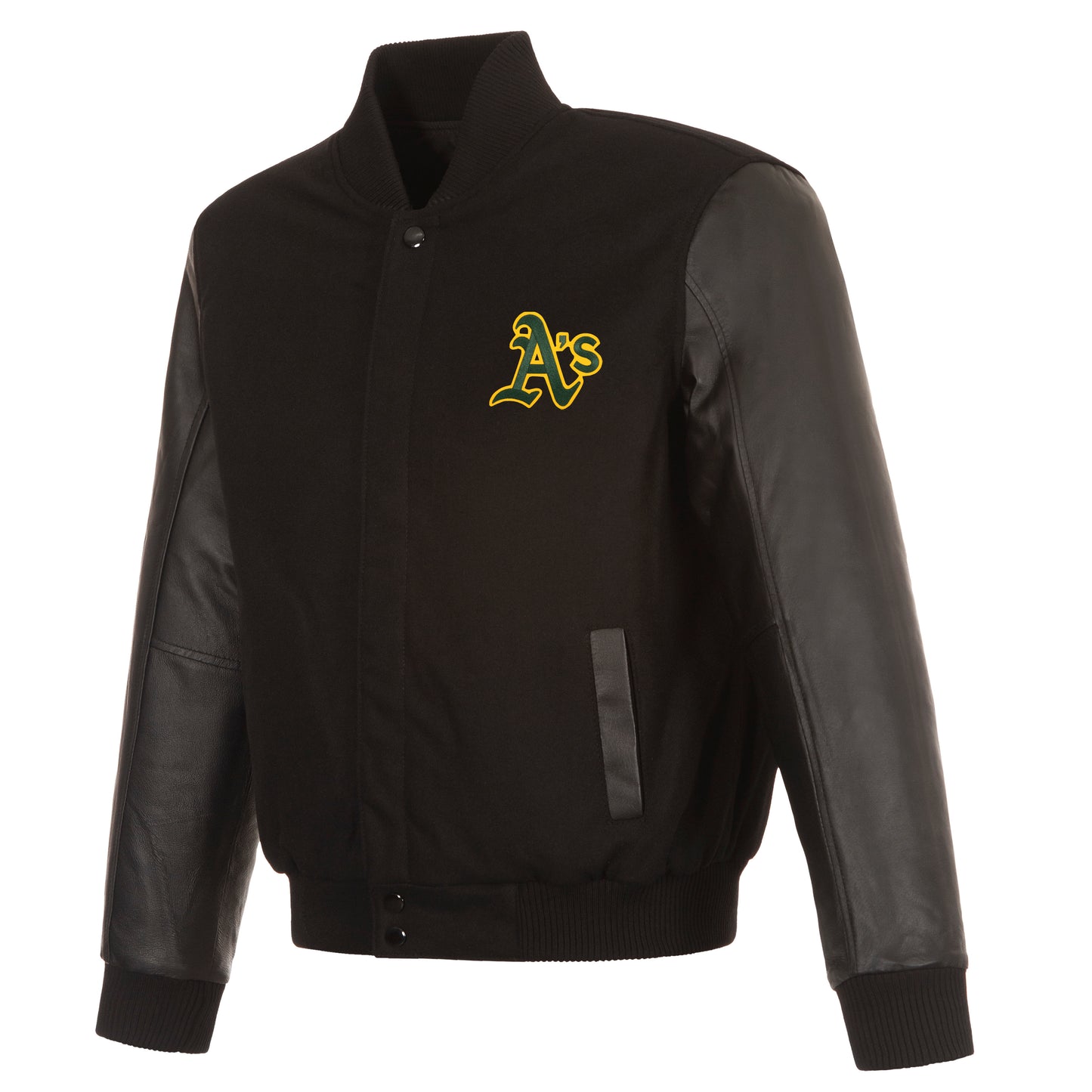 Athletics Reversible Wool and Leather Jacket