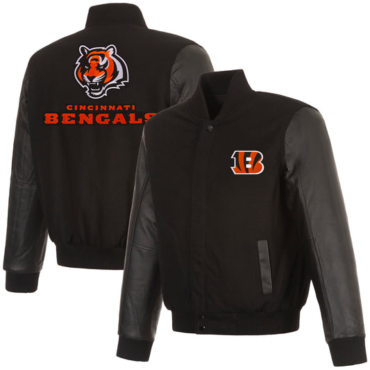 Cincinnati Bengals Reversible Wool and Leather Jacket