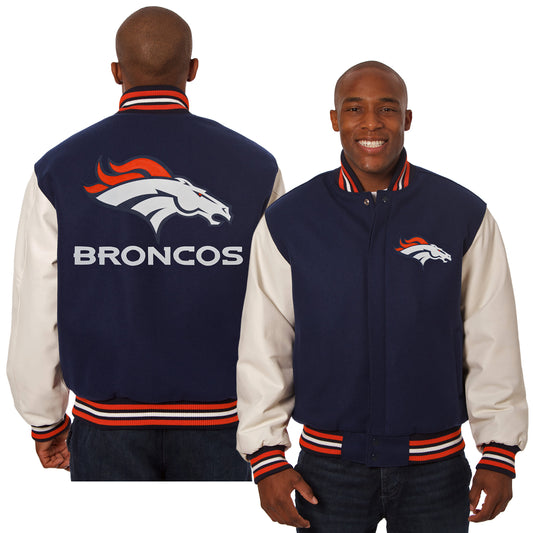 Denver Broncos Embroidered Wool and Leather Jacket