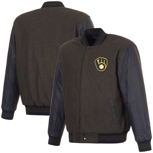 Milwaukee Brewers Reversible Wool and Leather Jacket