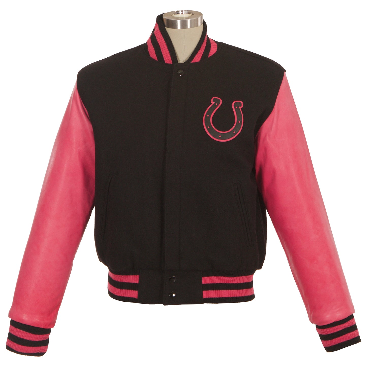 Indianapolis Colts Women's Wool and Leather Jacket with Leather Logo