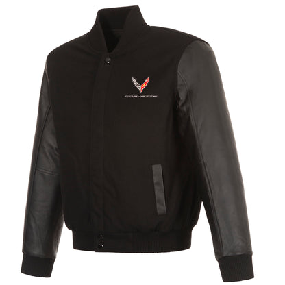 Corvette C8 Reversible Wool and Leather Jacket