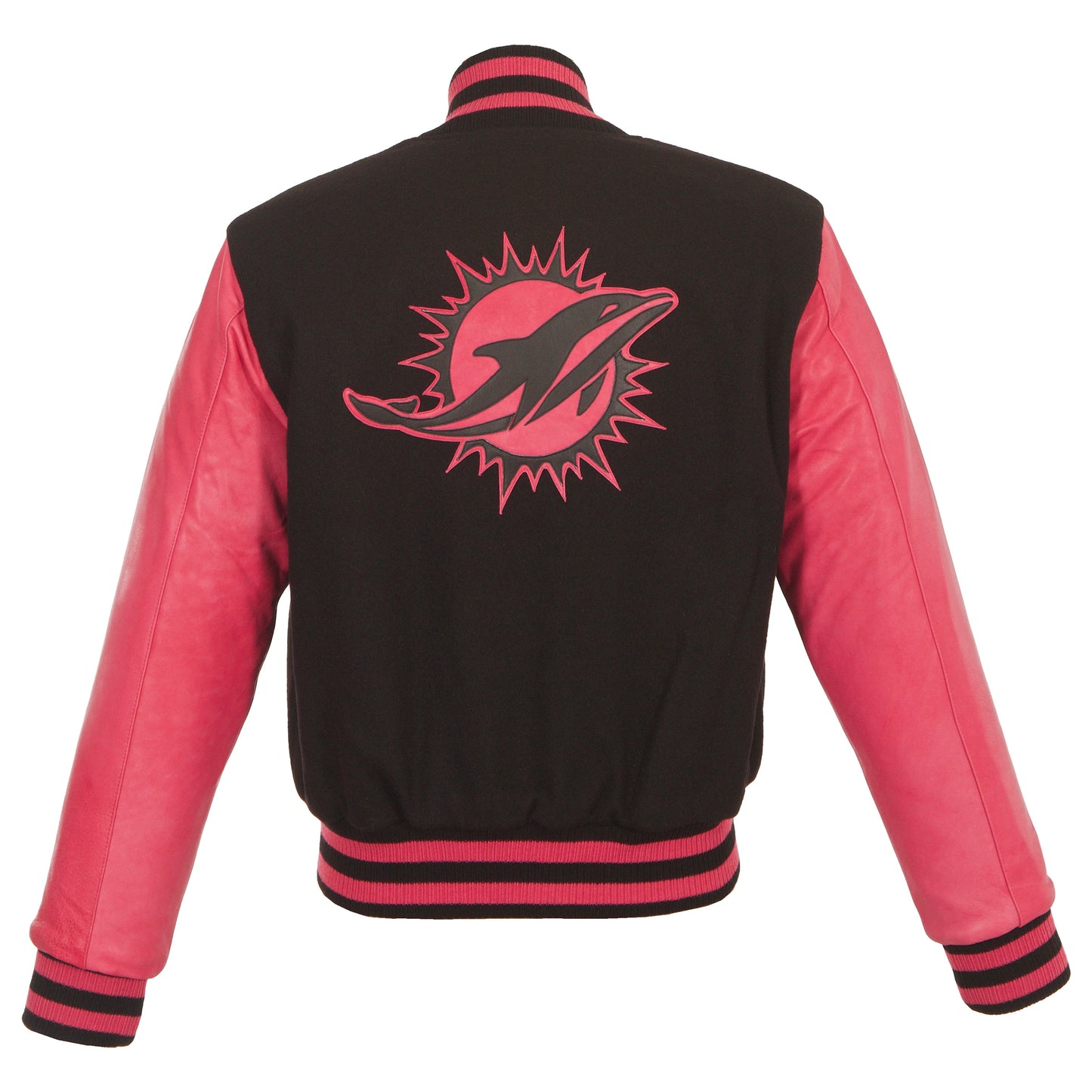 Miami Dolphins Women's Wool and Leather Jacket with Leather Logos