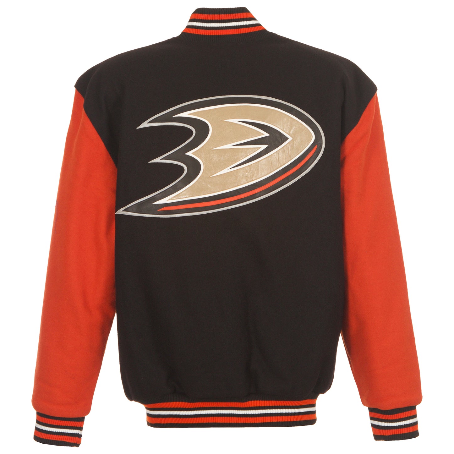 Anaheim Ducks All Wool Leather Jacket with Leather Logos