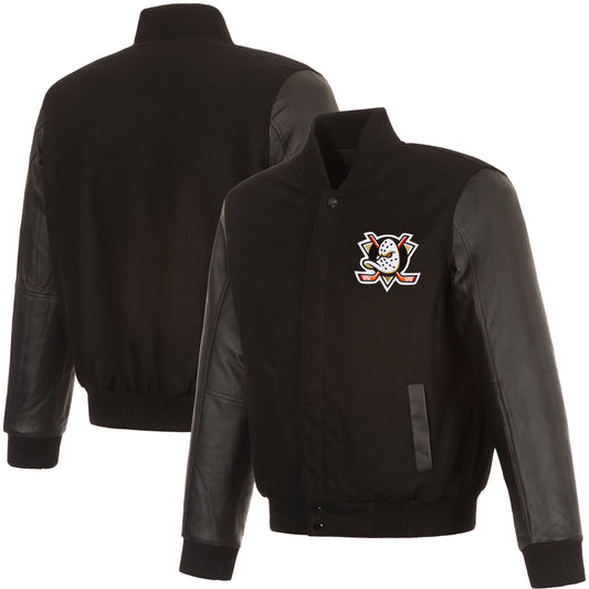 Anaheim Ducks Reversible Wool and Leather Jacket