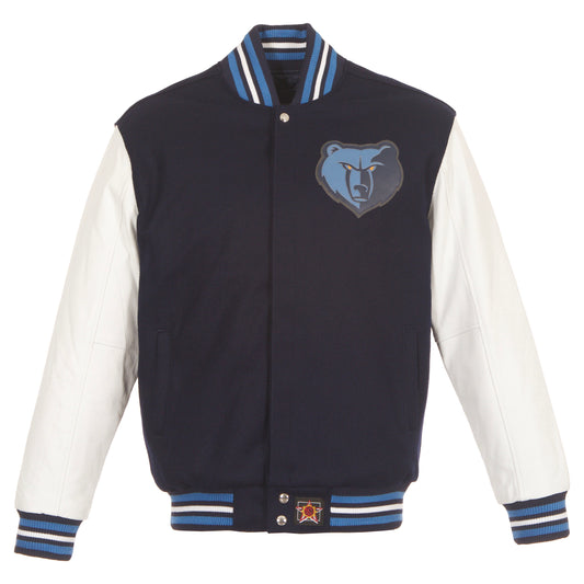 Memphis Grizzlies Wool and Leather Jacket with Leather Logos