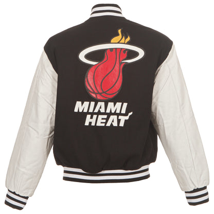Miami Heat Wool and Leather Jacket with Leather Logos
