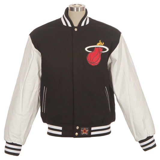 Miami Heat Wool and Leather Jacket with Leather Logos
