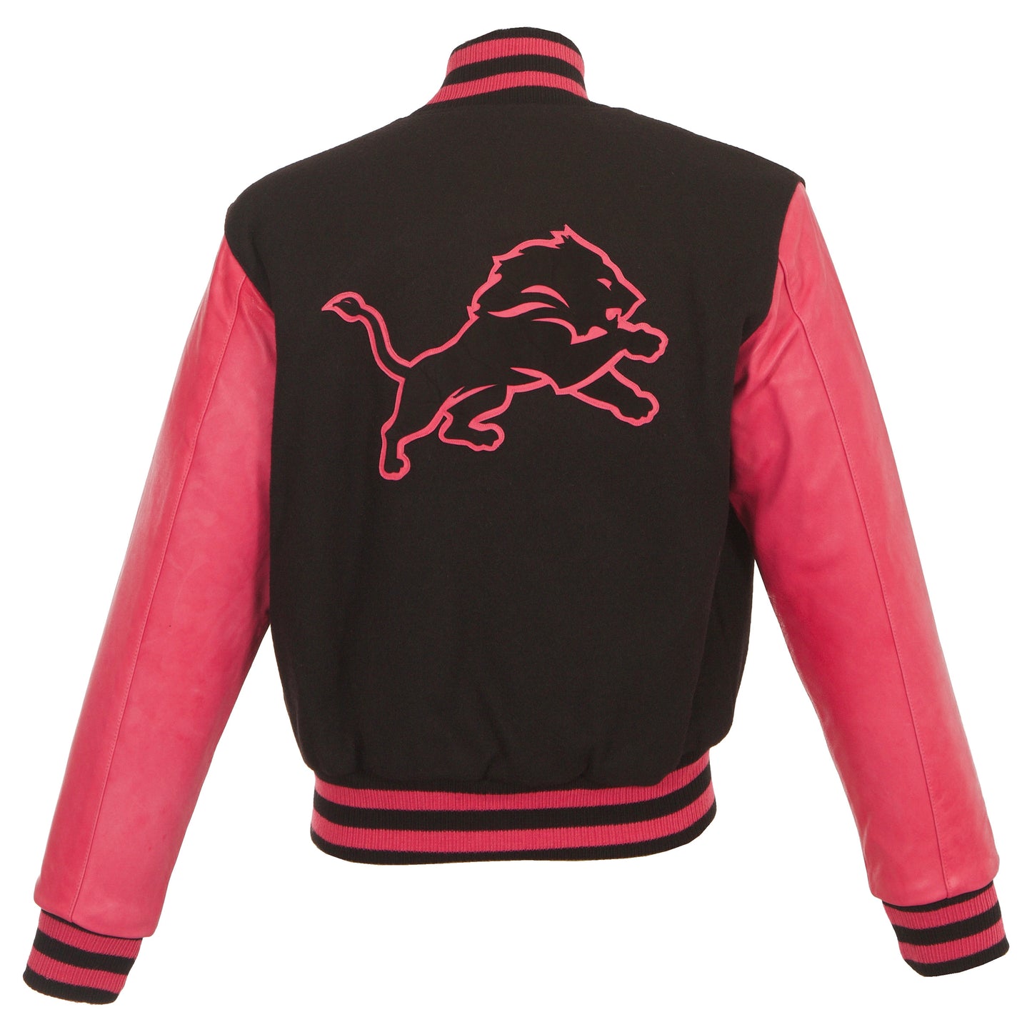 Detroit Lions Women's Wool and Leather Jacket with Leather Logos