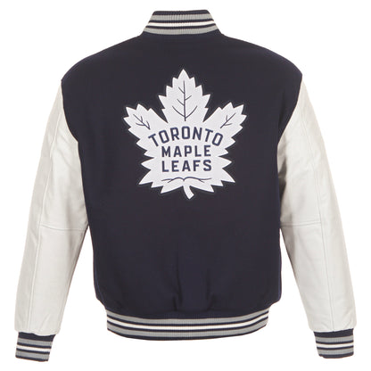 Toronto Maple Leafs Wool and Leather Jacket with Leather Logos
