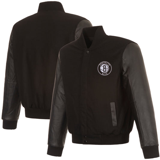 Brooklyn Nets Reversible Wool and Leather Jacket