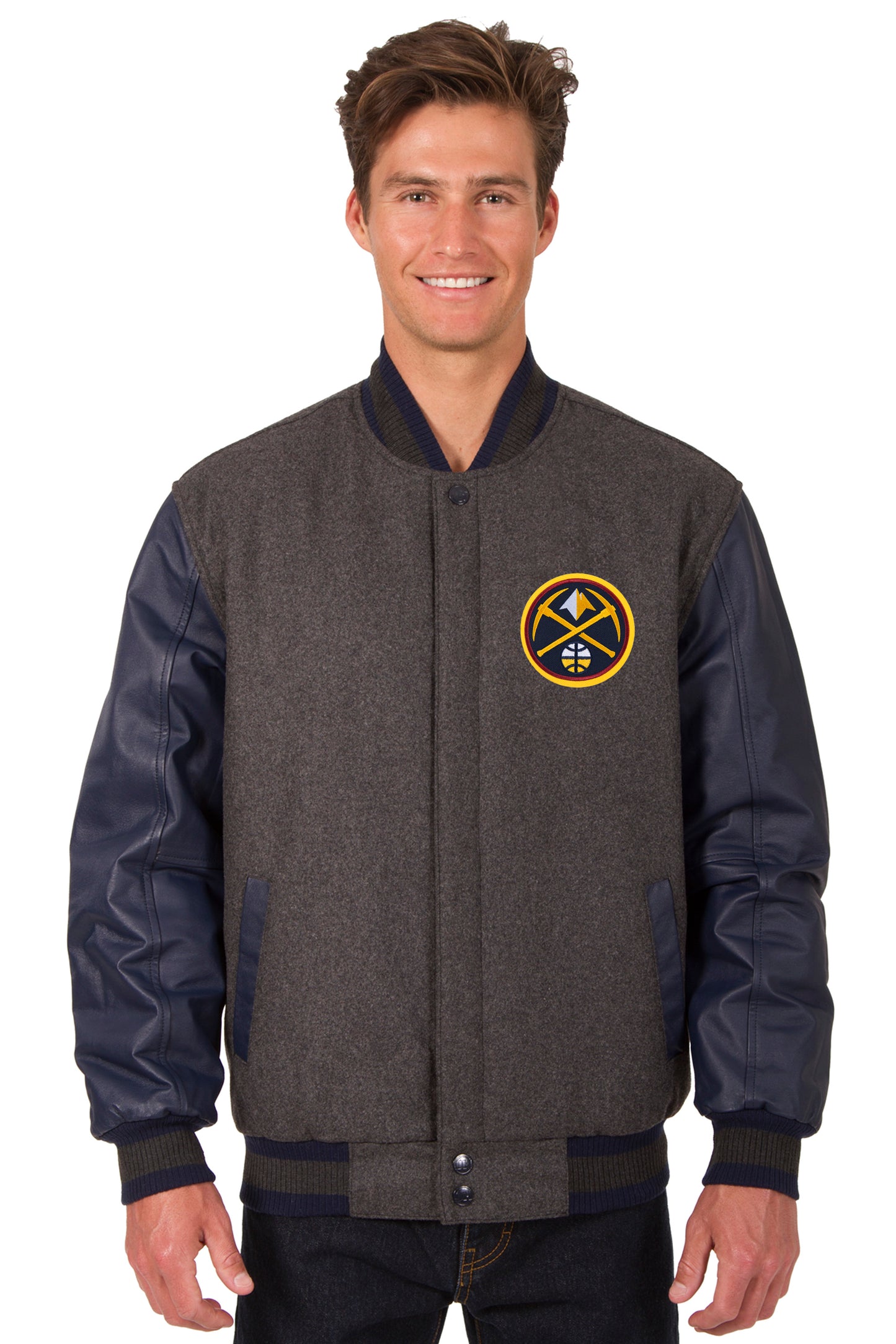 Denver Nuggets Reversible Wool and Leather Jacket