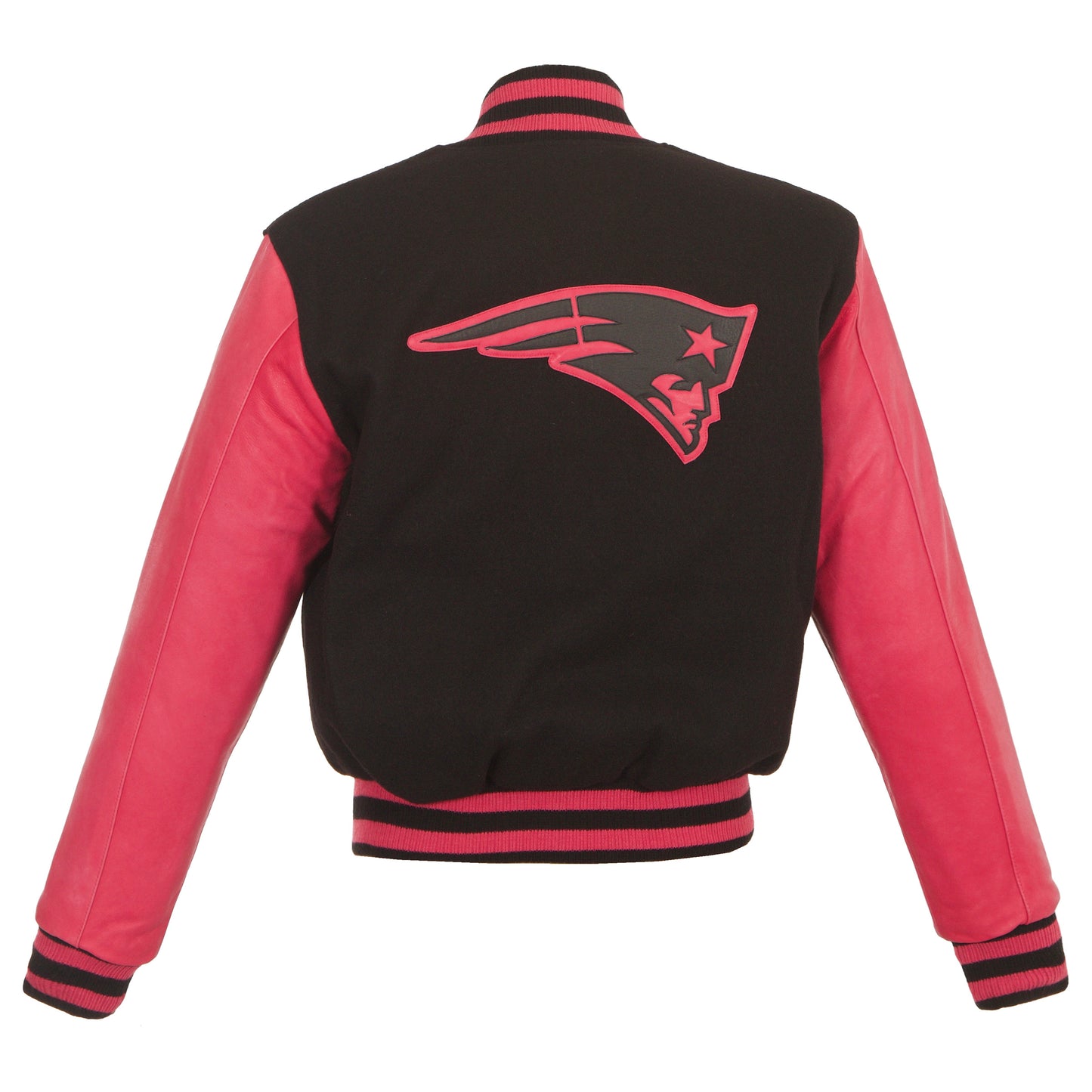 New England Patriots Women's Wool and Leather Jacket with Leather Logos
