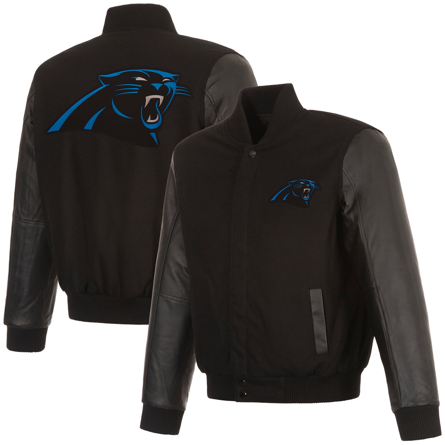 Carolina Panthers Reversible Wool and Leather Jacket