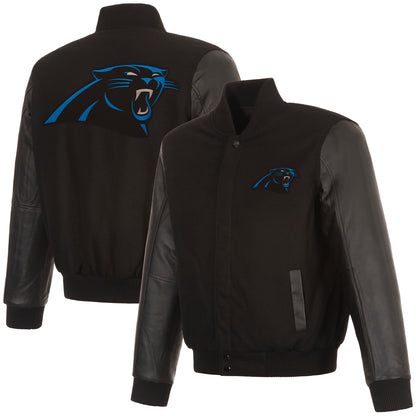 Carolina Panthers Reversible Wool and Leather Jacket
