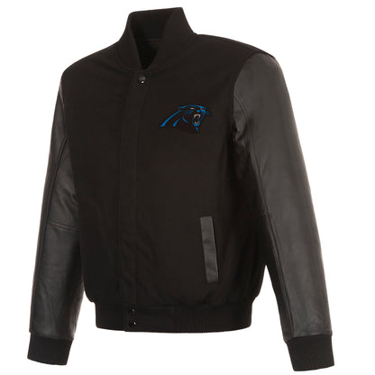 Carolina Panthers Reversible Wool and Leather Jacket