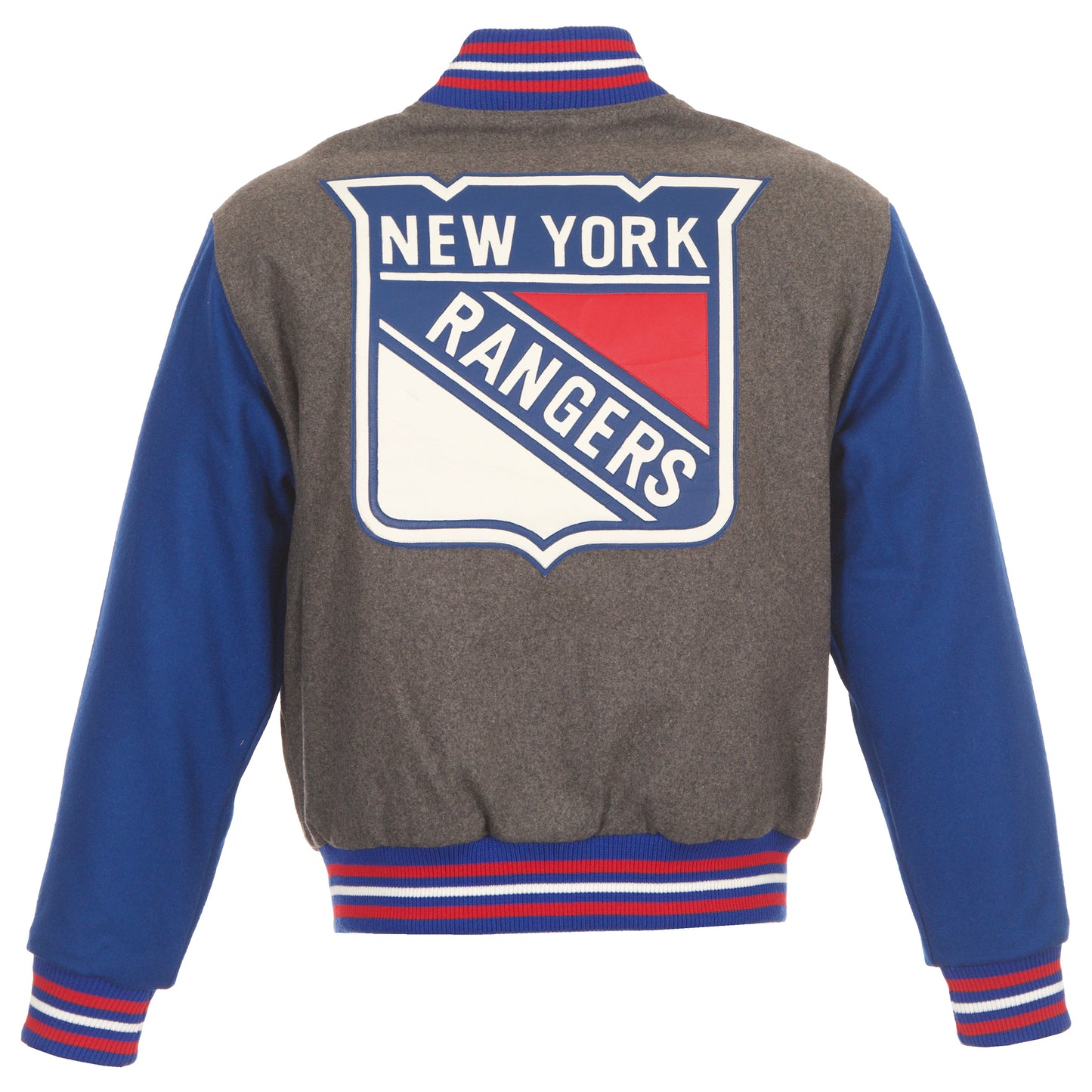 New York Rangers Wool and Leather Jacket with Leather Logos