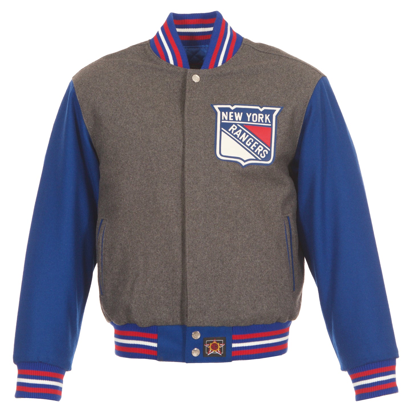 New York Rangers Wool and Leather Jacket with Leather Logos