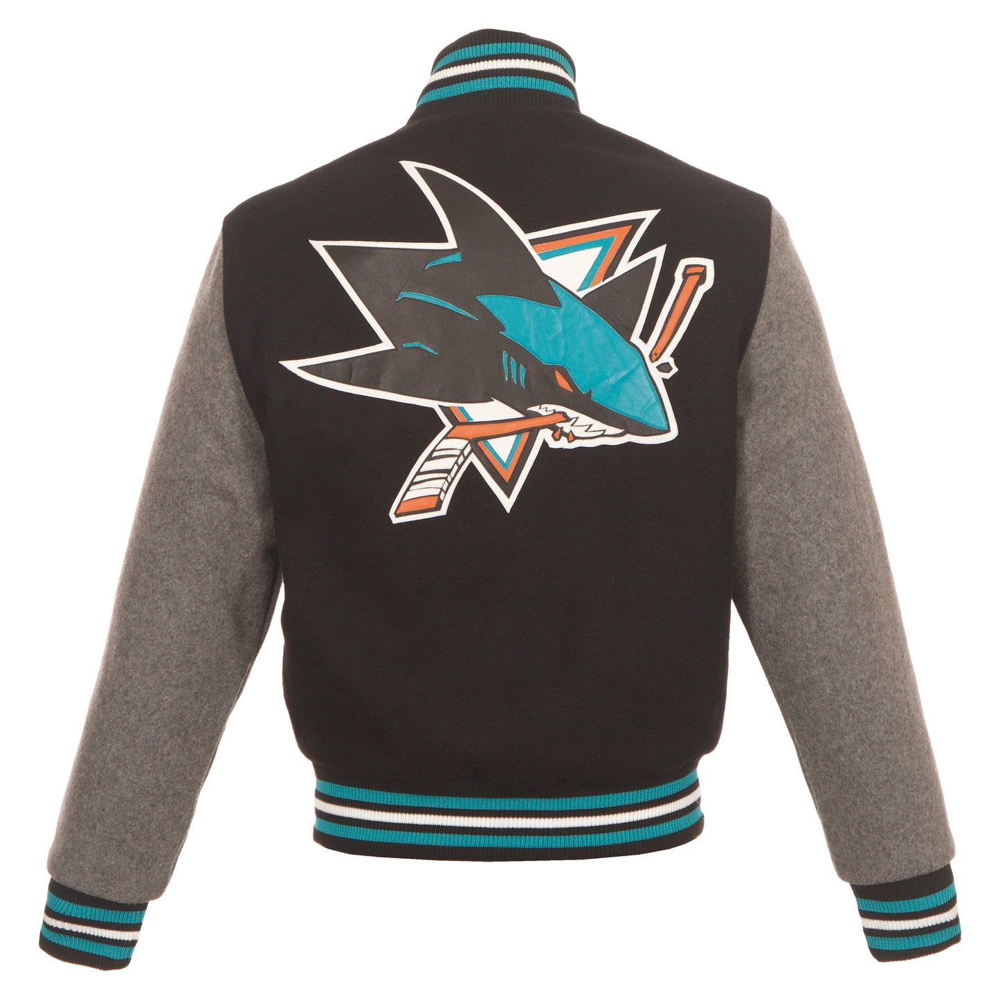 San Jose Sharks All Wool Jacket with Leather Logos