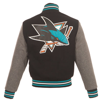 San Jose Sharks All Wool Jacket with Leather Logos