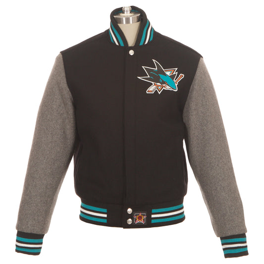 San Jose Sharks All Wool Jacket with Leather Logos
