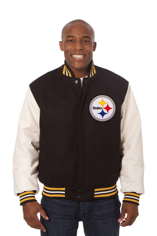 Pittsburgh Steelers Embroidered Wool and Leather Jacket