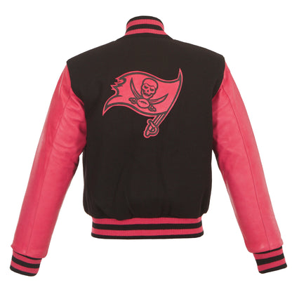 Tampa Bay Buccaneers Women's Wool and Leather Jacket with Leather Logos