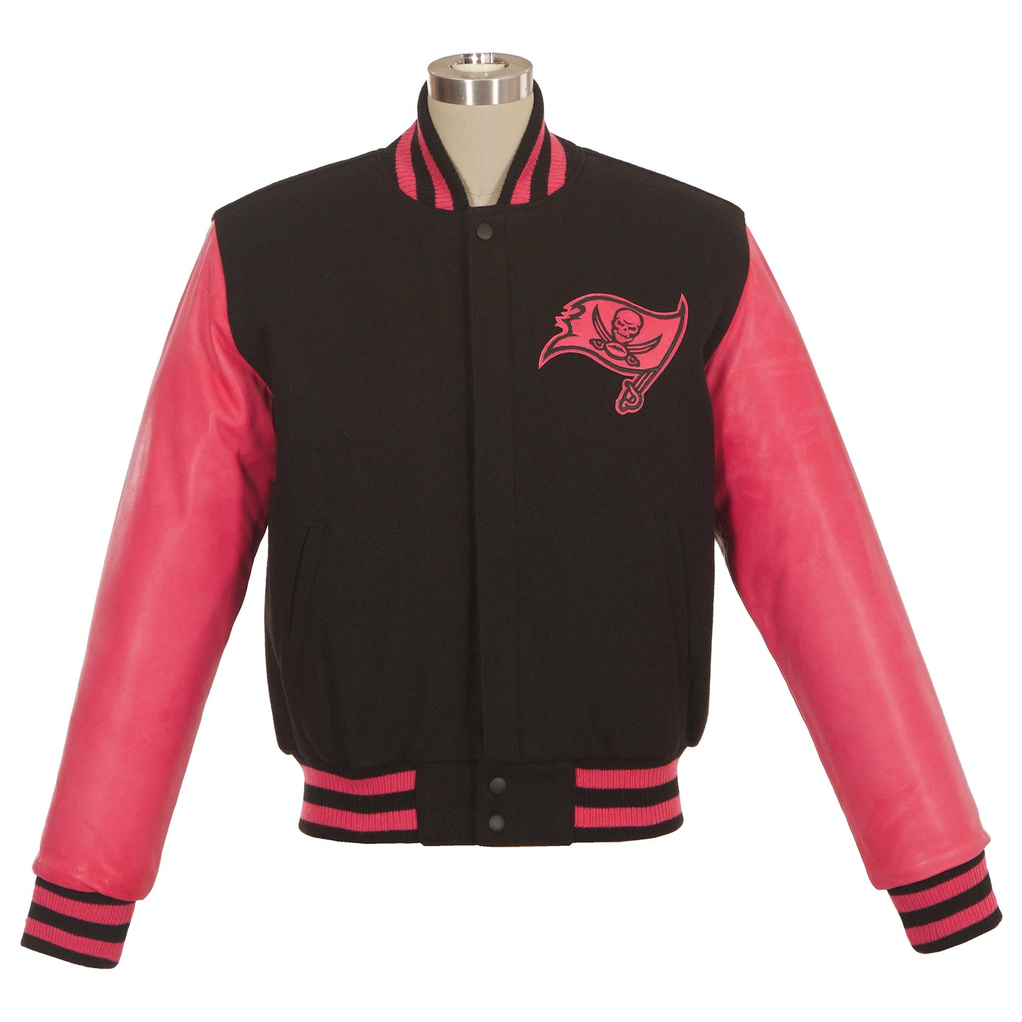 Tampa Bay Buccaneers Women's Wool and Leather Jacket with Leather Logos