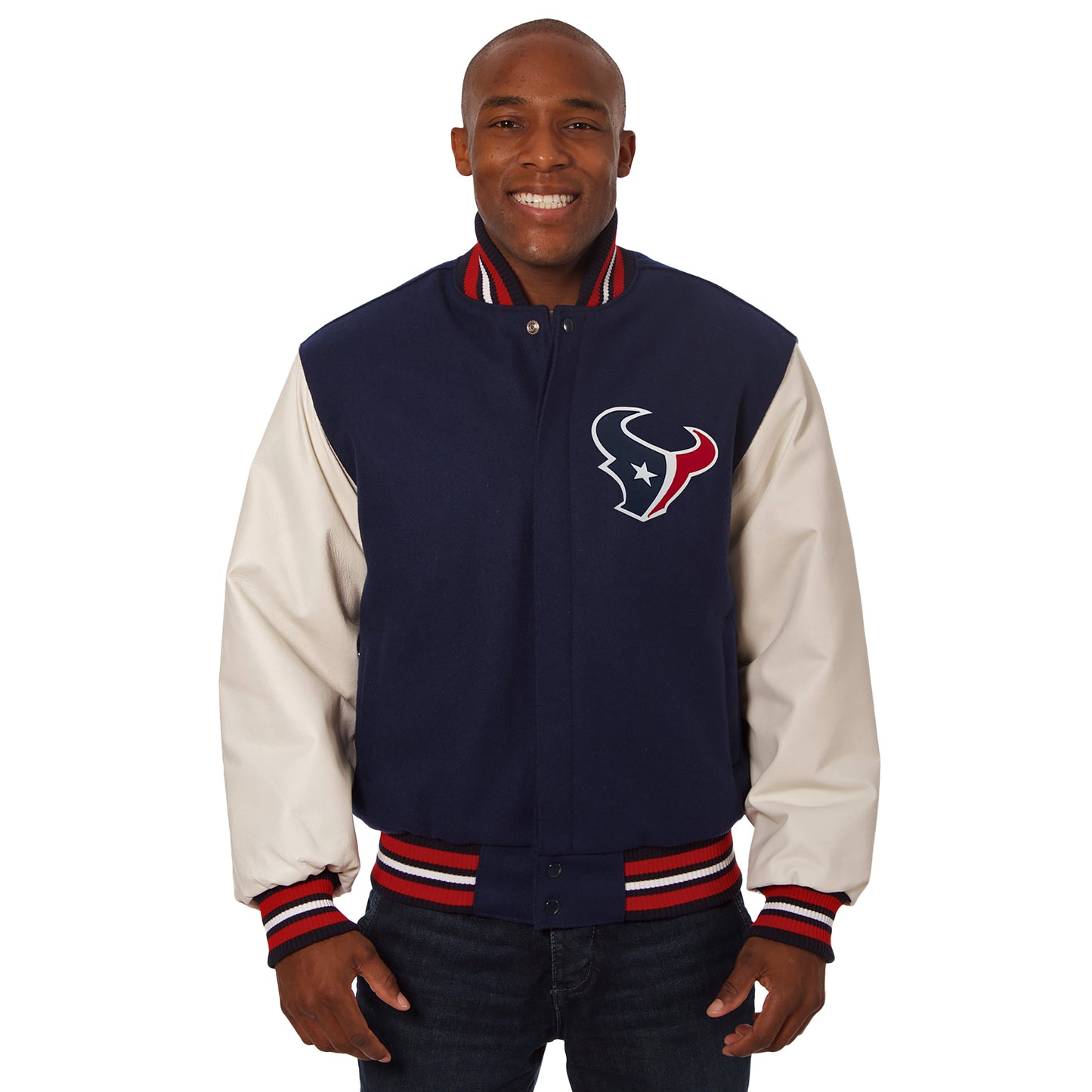 Houston Texans Embroidered Wool and Leather Jacket