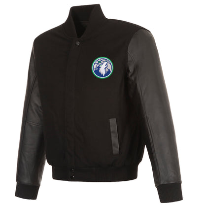 Minnesota Timberwolves Reversible Wool and Leather Jacket