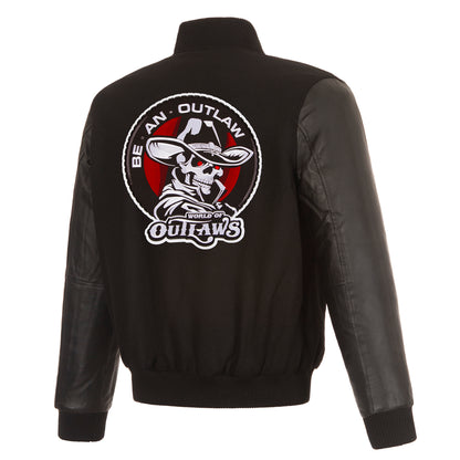 World of Outlaws Rversible Wool and Leather Jacket