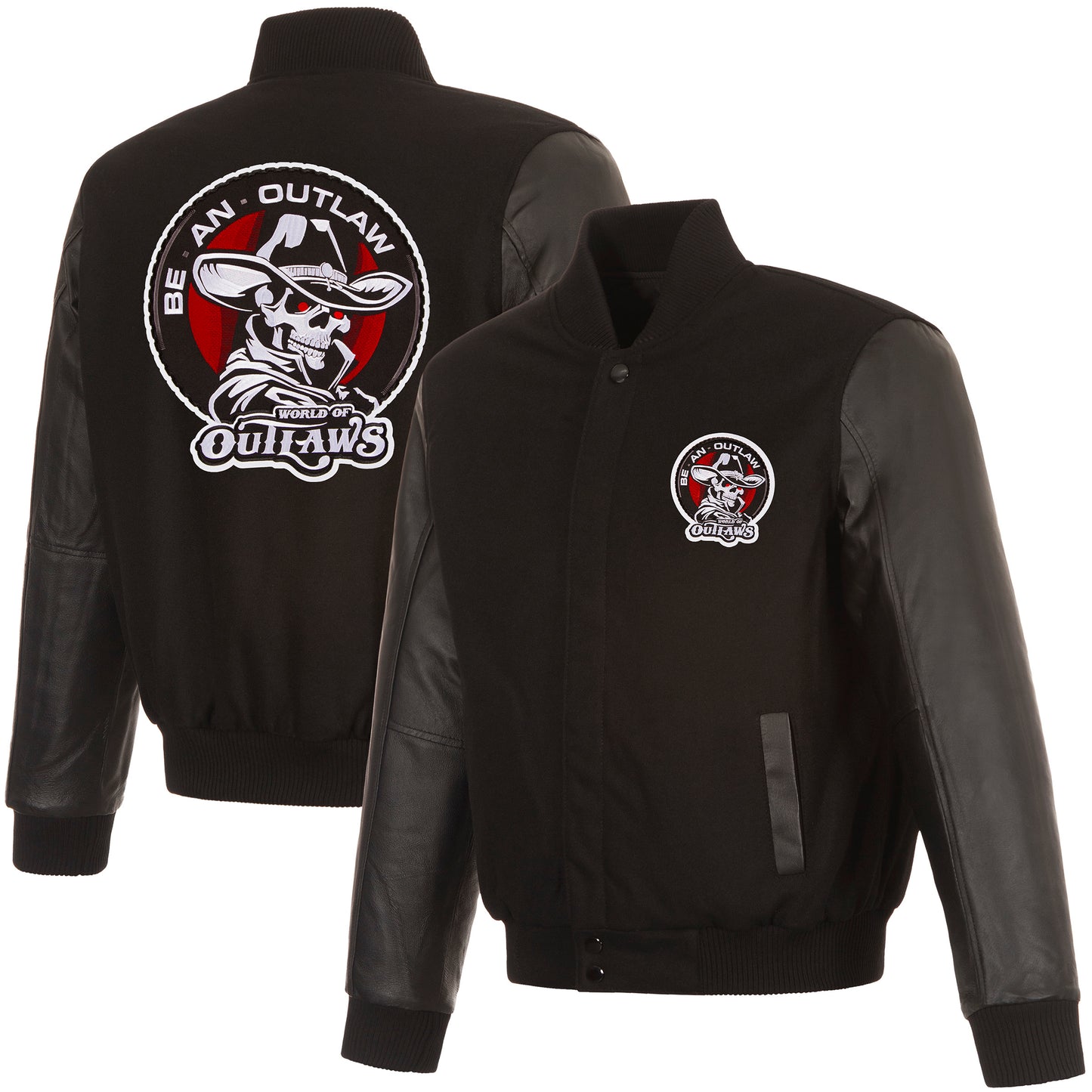 World of Outlaws Rversible Wool and Leather Jacket