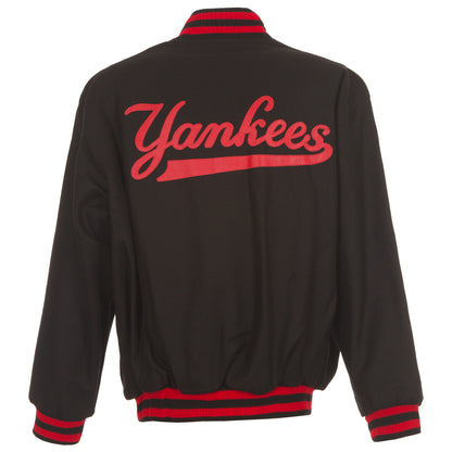 New York Yankees All Wool Jacket with Leather Logos