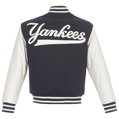 New York Yankees Wool and Leather Jacket with Leather Logos