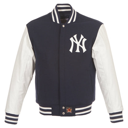 New York Yankees Wool and Leather Jacket with Leather Logos