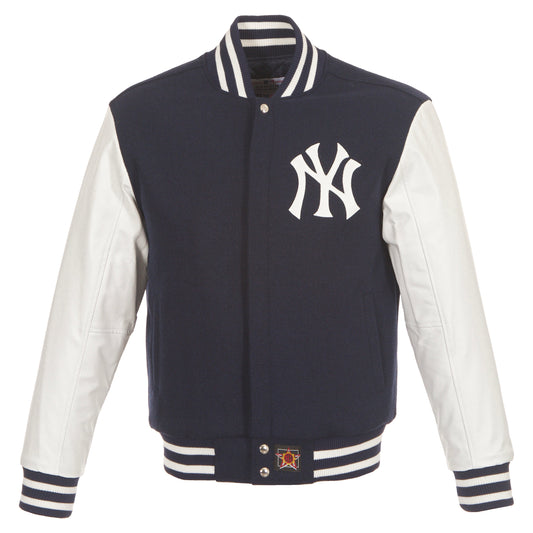 New York Yankees Wool and Leather Jacket with Leather Logos